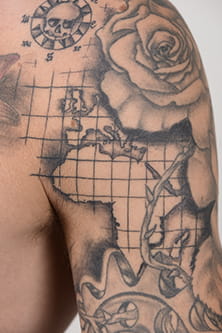 The UK, Europe and Africa tucked in beneath a compass and the original rose